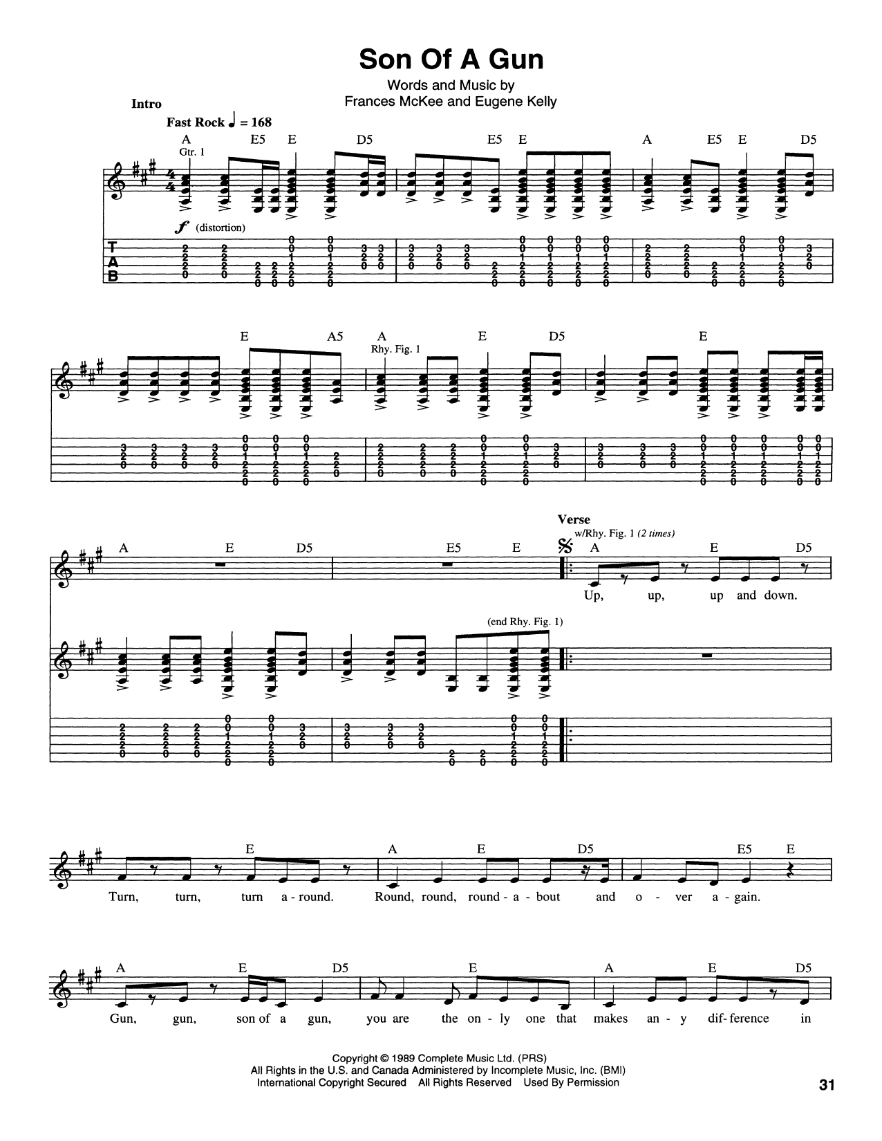 Nirvana Son Of A Gun Sheet Music Notes & Chords for Guitar Tab - Download or Print PDF