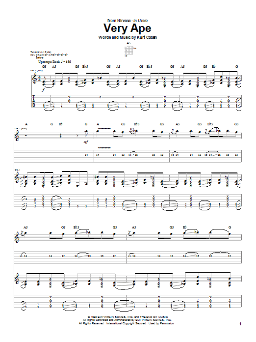 Nirvana Very Ape Sheet Music Notes & Chords for Guitar Tab - Download or Print PDF