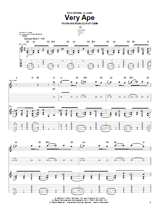 Nirvana Very Ape Sheet Music Notes & Chords for Piano, Vocal & Guitar Chords (Right-Hand Melody) - Download or Print PDF
