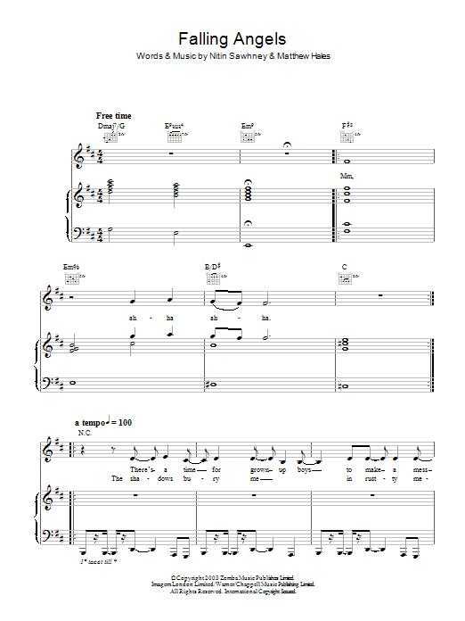 Nitin Sawhney Falling Angels Sheet Music Notes & Chords for Piano, Vocal & Guitar - Download or Print PDF