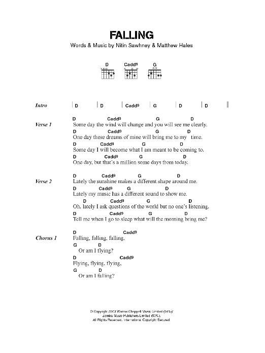 Nitin Sawhney Falling Sheet Music Notes & Chords for Lyrics & Chords - Download or Print PDF