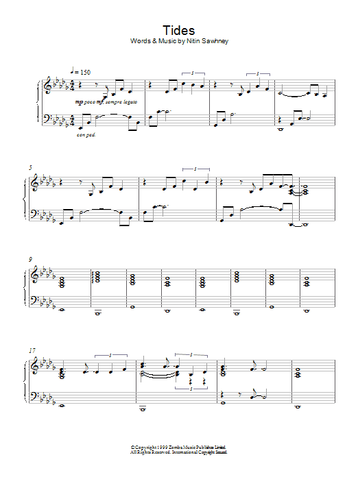 Nitin Sawhney Tides Sheet Music Notes & Chords for Piano - Download or Print PDF