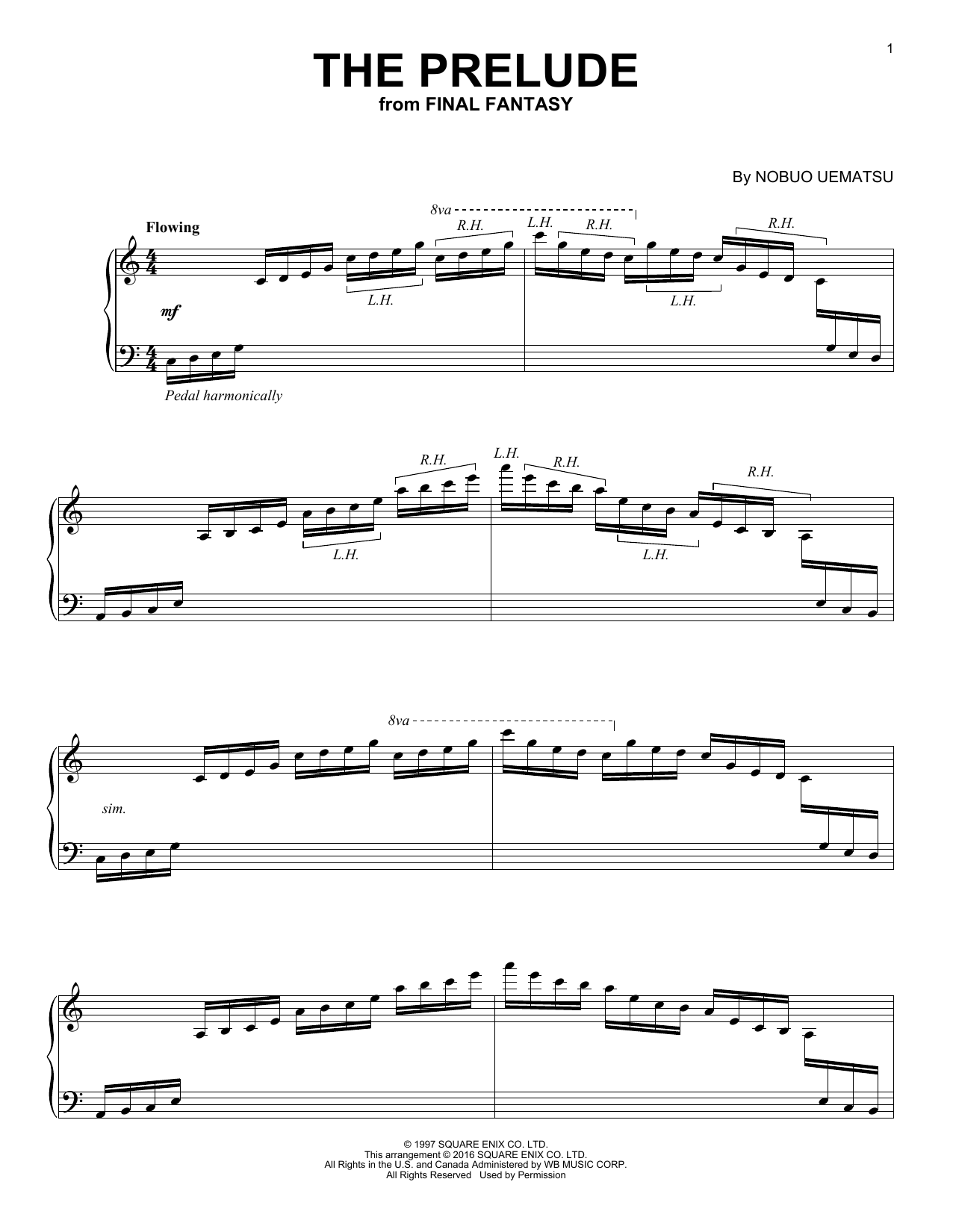 Nobuo Uematsu The Prelude (from Final Fantasy) Sheet Music Notes & Chords for Piano - Download or Print PDF