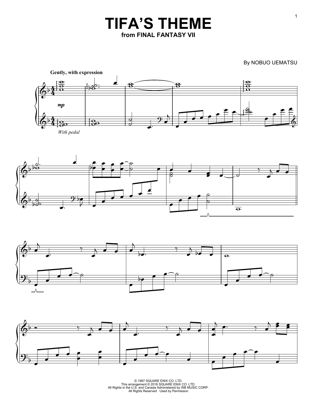 Nobuo Uematsu Tifa's Theme (from Final Fantasy VII) Sheet Music Notes & Chords for Easy Piano - Download or Print PDF