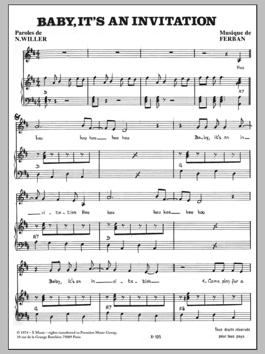 Noe Willer Baby It's An Invitation Sheet Music Notes & Chords for Piano & Vocal - Download or Print PDF