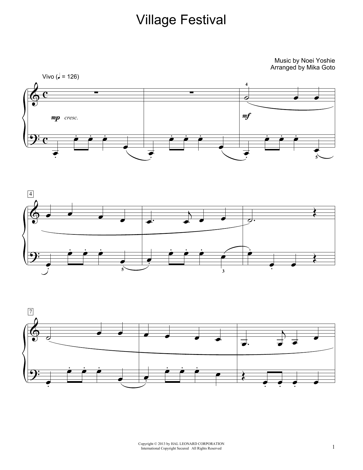 Noei Yoshie Village Festival (arr. Mika Goto) Sheet Music Notes & Chords for Educational Piano - Download or Print PDF