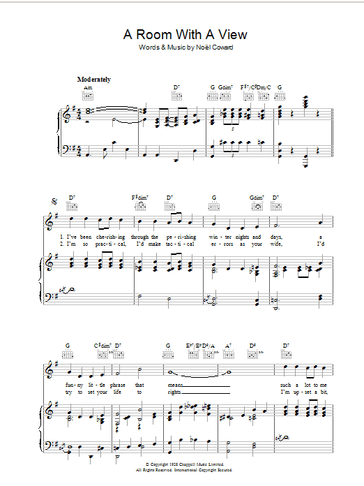 Noel Coward A Room With A View Sheet Music Notes & Chords for Piano, Vocal & Guitar (Right-Hand Melody) - Download or Print PDF