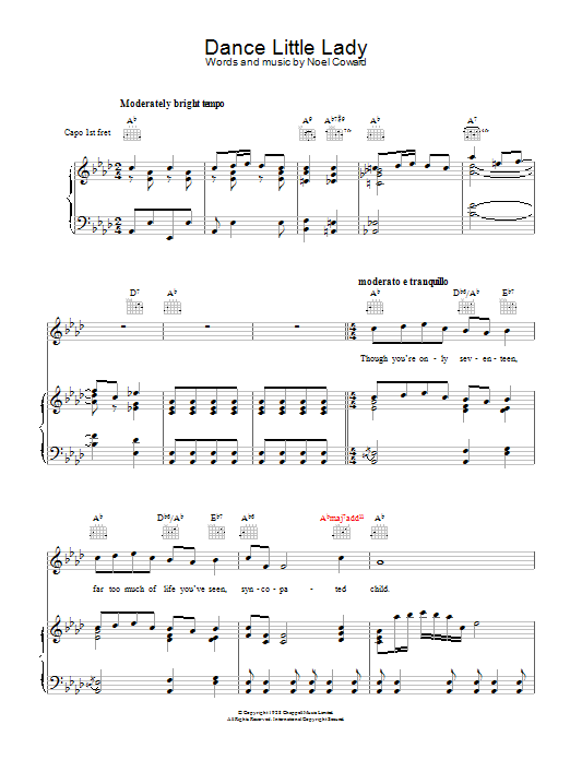 Noel Coward Dance Little Lady Sheet Music Notes & Chords for Piano, Vocal & Guitar (Right-Hand Melody) - Download or Print PDF