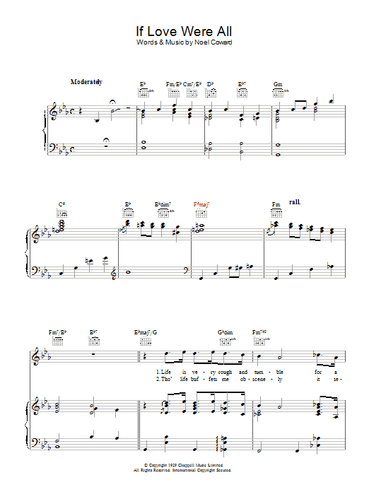 Noel Coward If Love Were All Sheet Music Notes & Chords for Piano, Vocal & Guitar (Right-Hand Melody) - Download or Print PDF