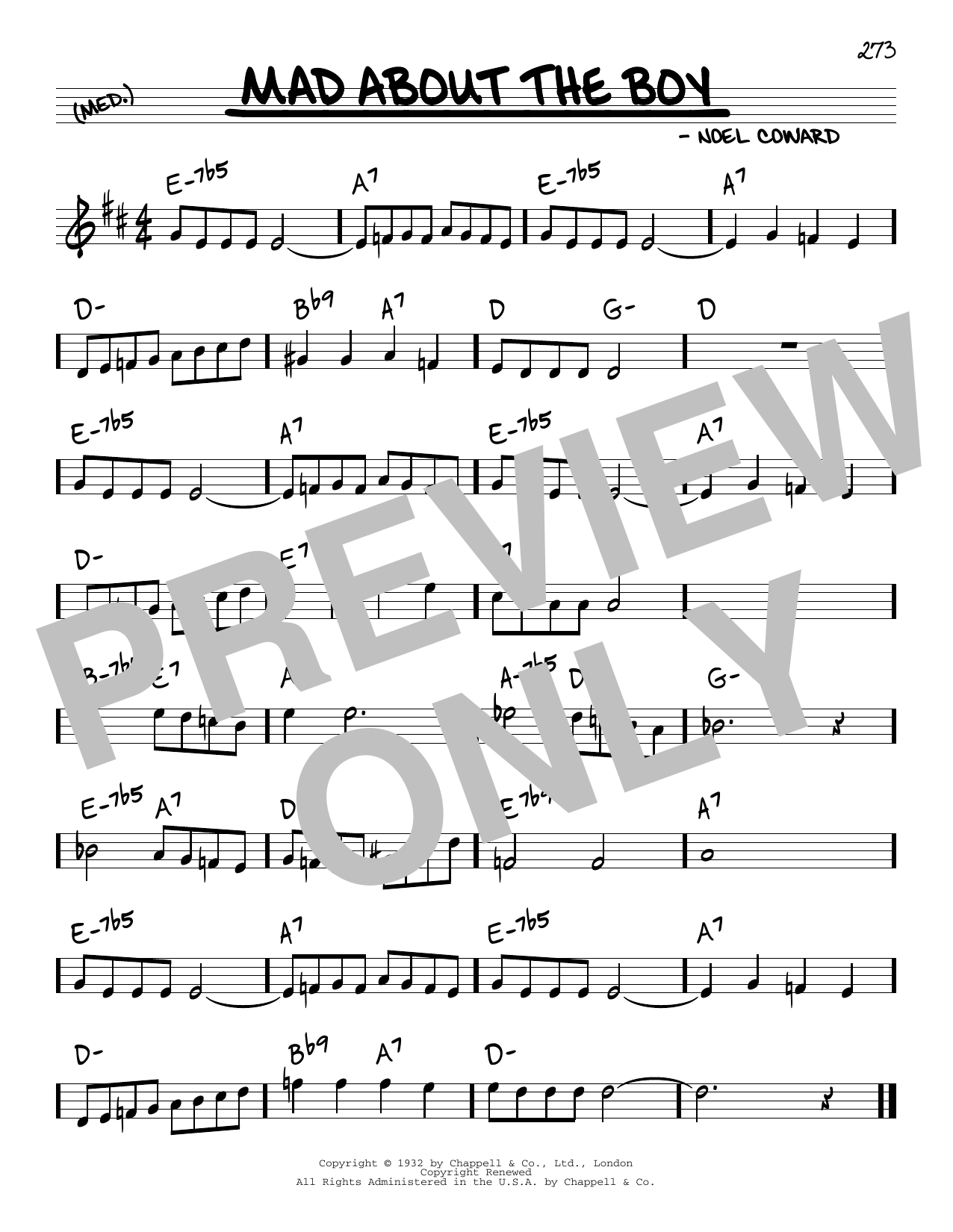 Noel Coward Mad About The Boy (from Words And Music) Sheet Music Notes & Chords for Real Book – Melody & Chords - Download or Print PDF