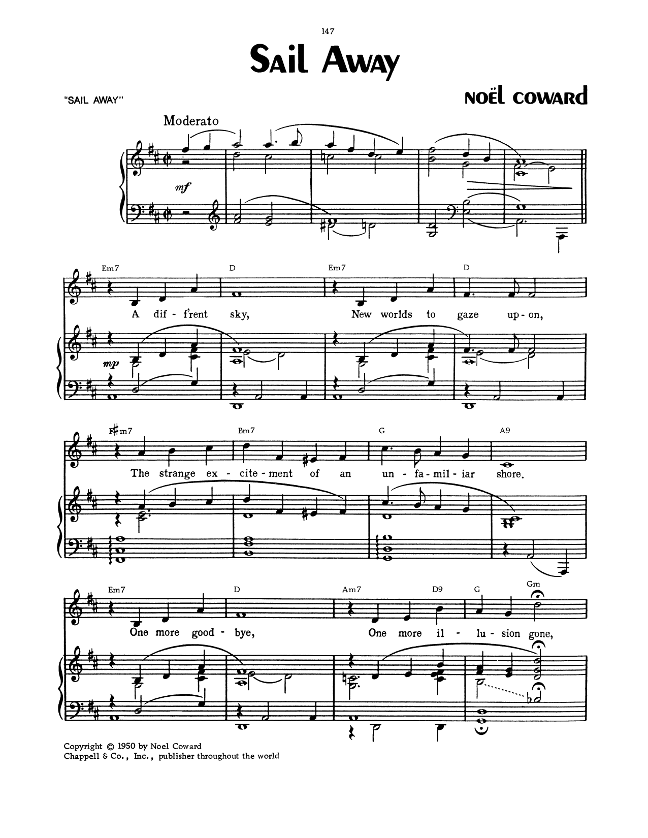 Noel Coward Sail Away Sheet Music Notes & Chords for Piano, Vocal & Guitar (Right-Hand Melody) - Download or Print PDF