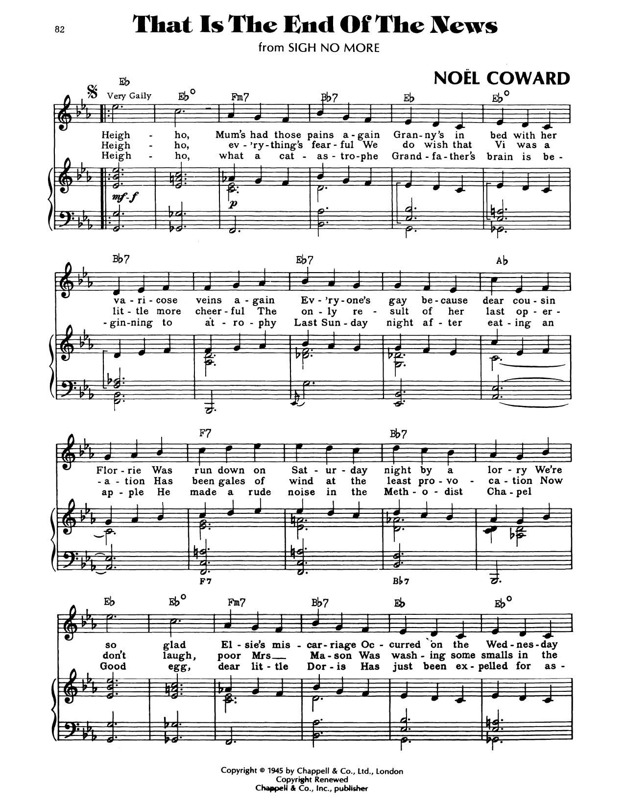 Noel Coward This Is The End Of The News Sheet Music Notes & Chords for Piano, Vocal & Guitar Chords (Right-Hand Melody) - Download or Print PDF