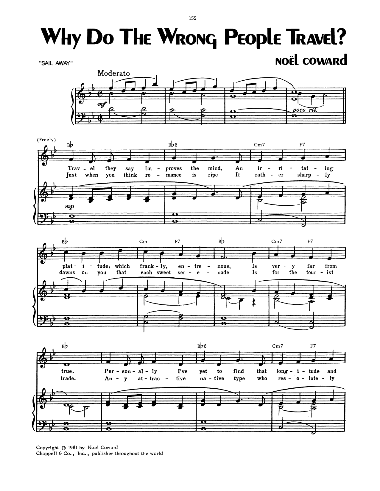 Noel Coward Why Do The Wrong People Travel? Sheet Music Notes & Chords for Piano, Vocal & Guitar (Right-Hand Melody) - Download or Print PDF