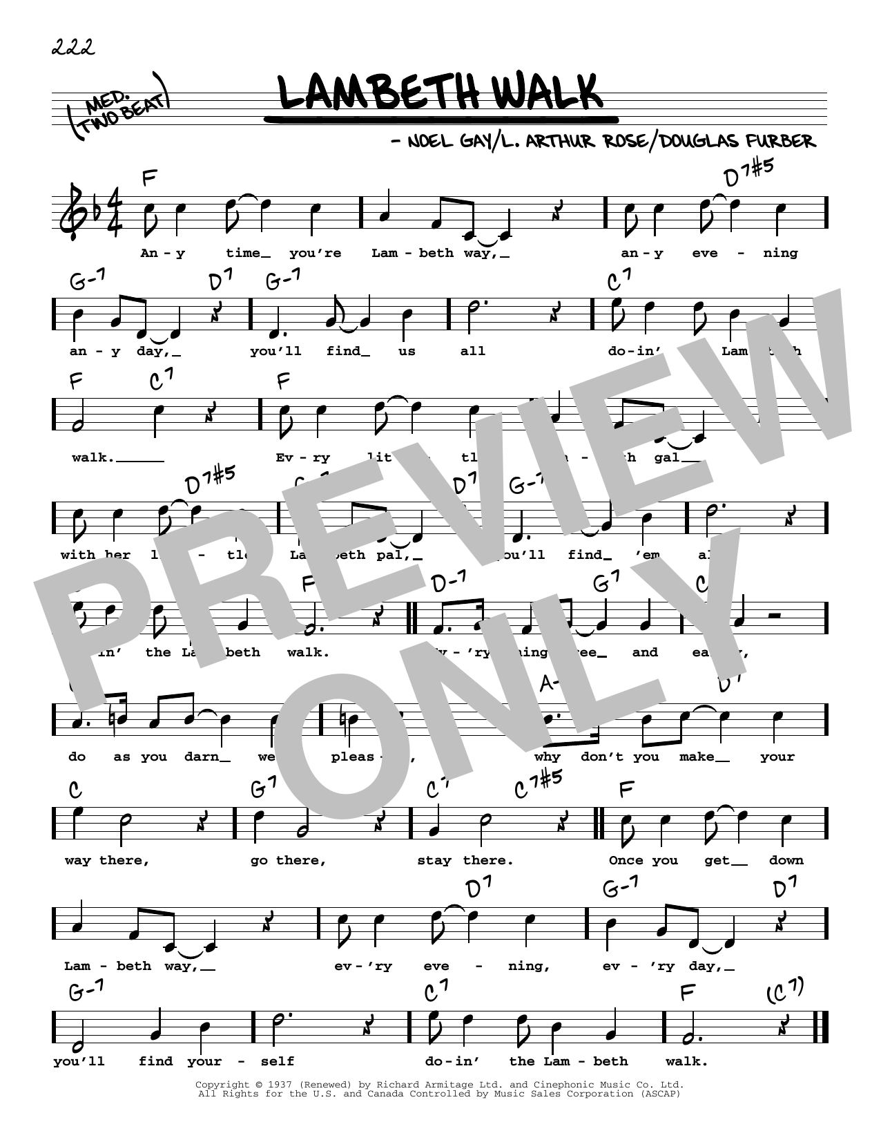 Noel Gay Lambeth Walk (High Voice) Sheet Music Notes & Chords for Real Book – Melody, Lyrics & Chords - Download or Print PDF