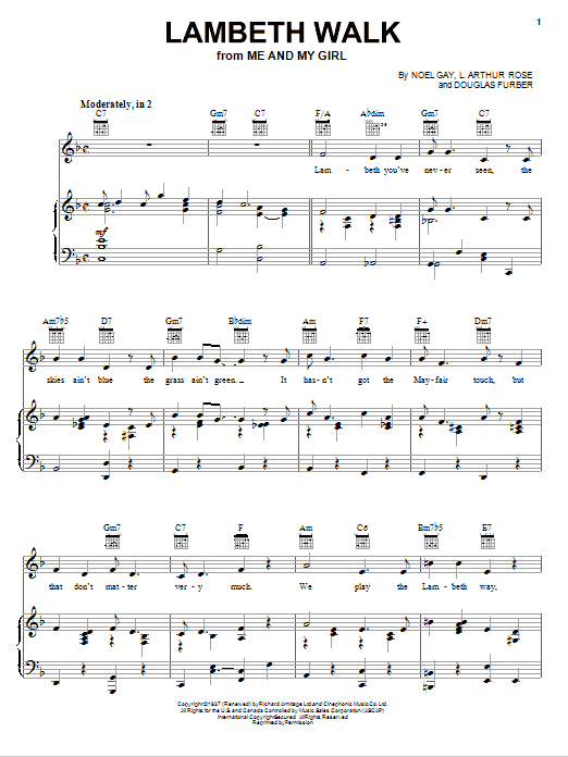 Noel Gay Lambeth Walk Sheet Music Notes & Chords for Piano, Vocal & Guitar (Right-Hand Melody) - Download or Print PDF