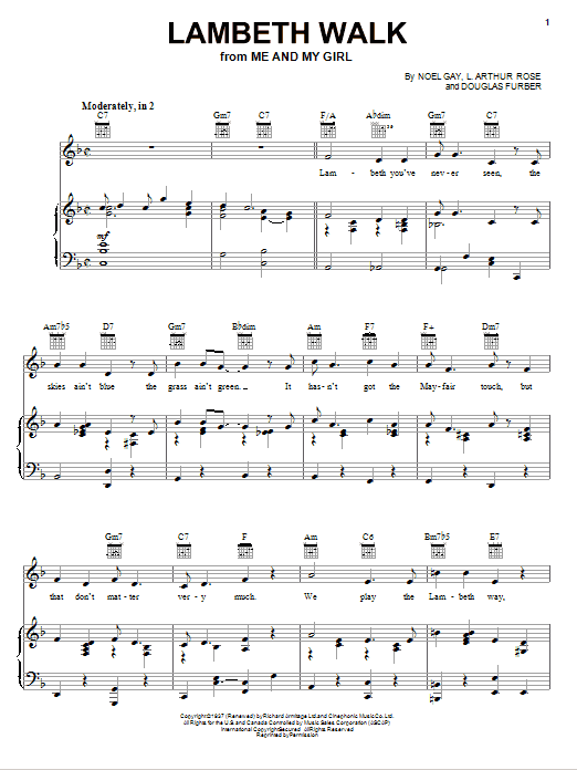 Noel Gay Lambeth Walk Sheet Music Notes & Chords for Melody Line, Lyrics & Chords - Download or Print PDF