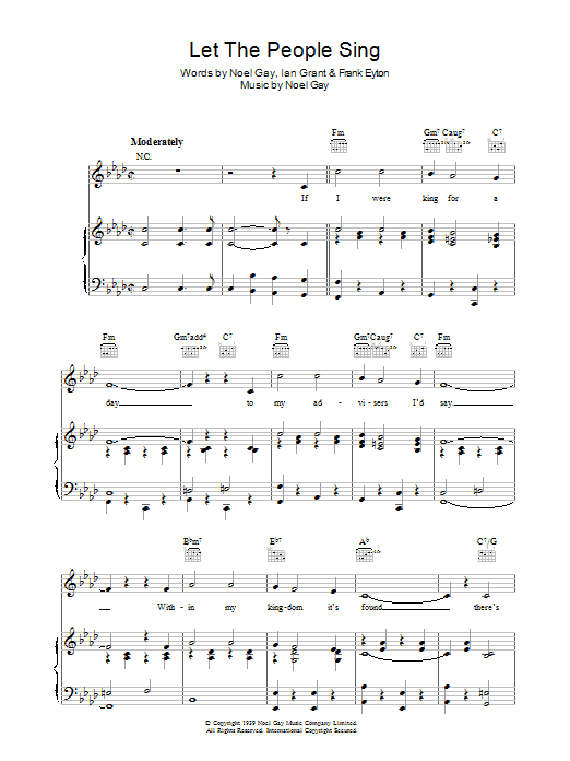 Noel Gay Let The People Sing Sheet Music Notes & Chords for Piano, Vocal & Guitar (Right-Hand Melody) - Download or Print PDF