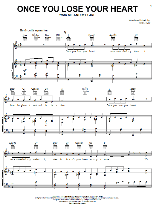 Noel Gay Once You Lose Your Heart Sheet Music Notes & Chords for Piano, Vocal & Guitar (Right-Hand Melody) - Download or Print PDF