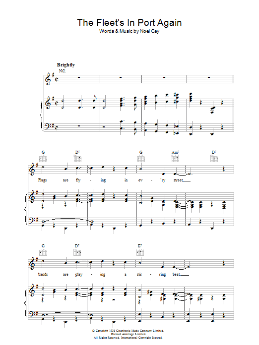 Noel Gay The Fleet's In Port Again Sheet Music Notes & Chords for Piano, Vocal & Guitar (Right-Hand Melody) - Download or Print PDF