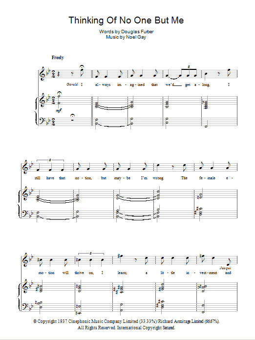 Noel Gay Thinking Of No One But Me Sheet Music Notes & Chords for Piano, Vocal & Guitar - Download or Print PDF