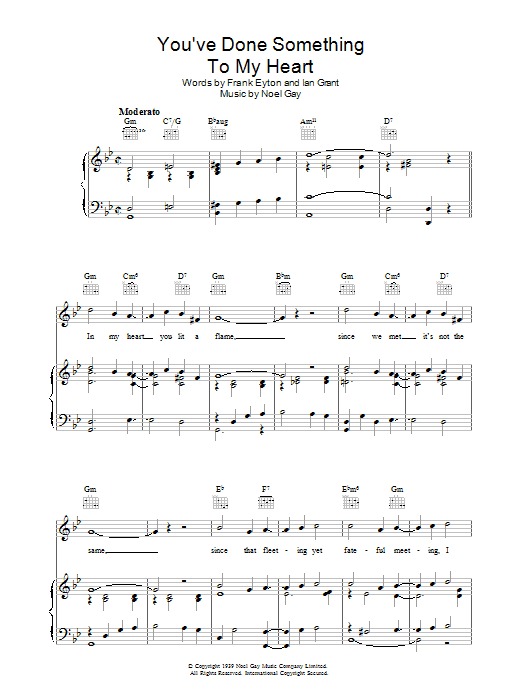 Noel Gay You've Done Something To My Heart Sheet Music Notes & Chords for Piano, Vocal & Guitar (Right-Hand Melody) - Download or Print PDF Noel Gay You've Done Something To My Heart Sheet Music Notes & Chords for Piano, Vocal & Guitar (Right-Hand Melody) - Download or Print PDF