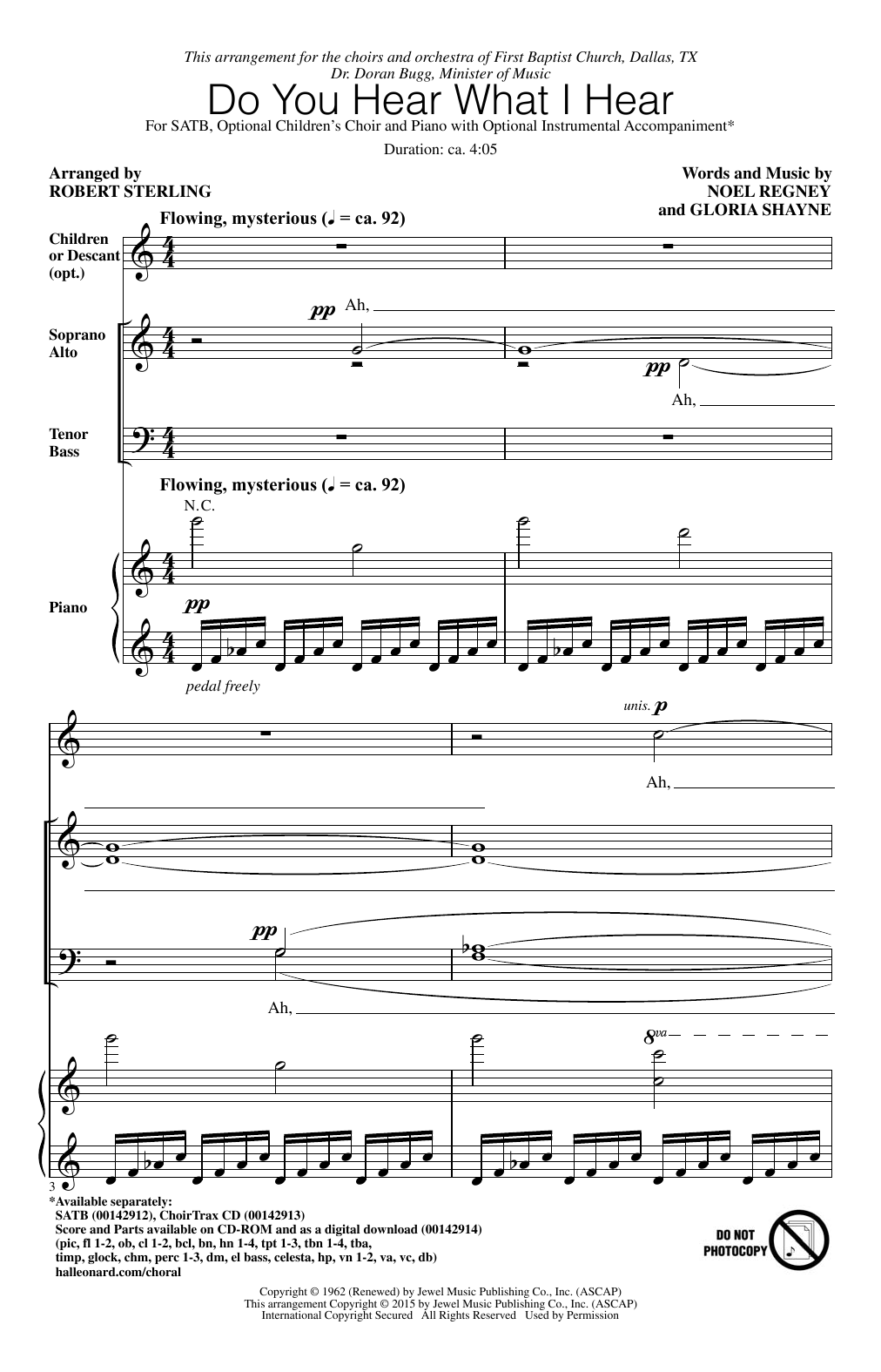 Noel Regney and Gloria Shayne Do You Hear What I Hear (arr. Robert Sterling) Sheet Music Notes & Chords for TTBB Choir - Download or Print PDF