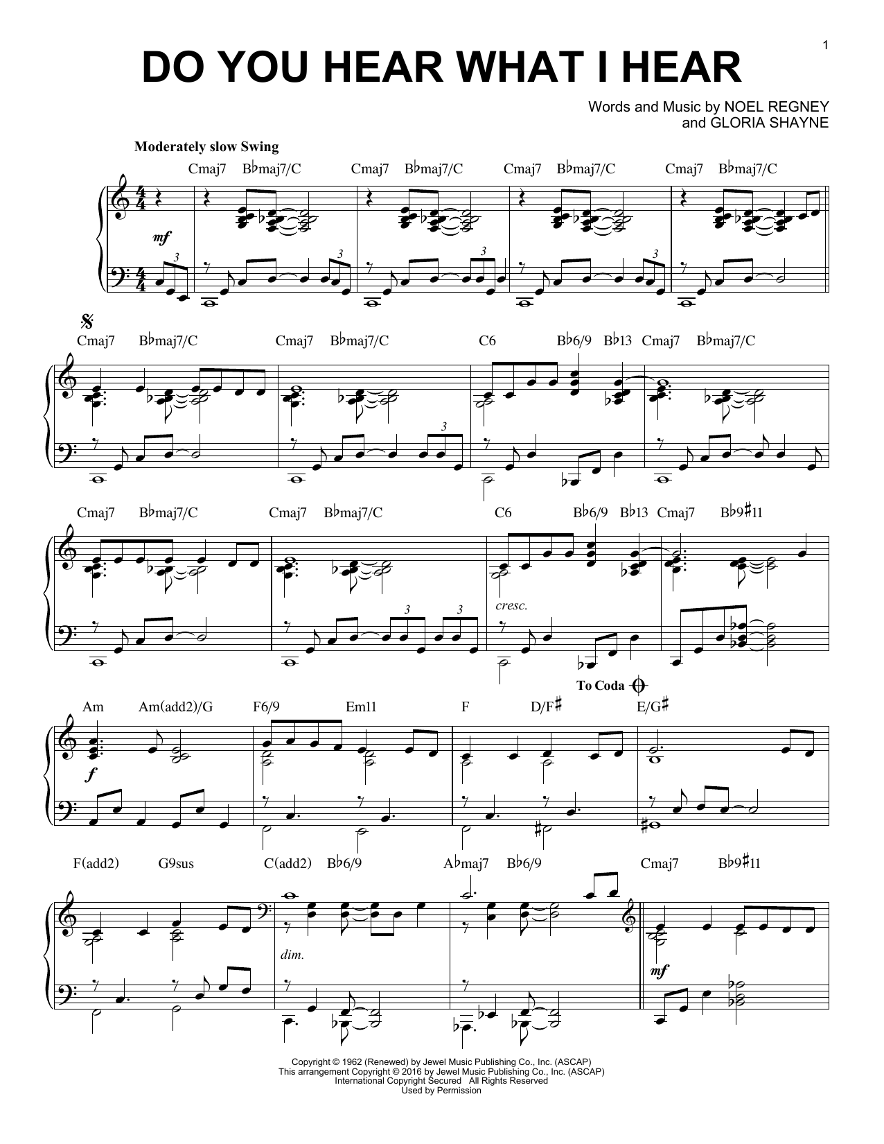 Noel Regney Do You Hear What I Hear [Jazz version] (arr. Brent Edstrom) Sheet Music Notes & Chords for Piano - Download or Print PDF