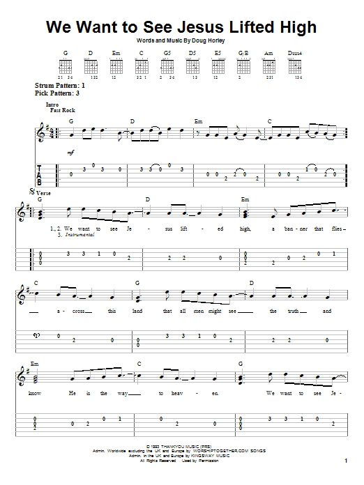 Noel Richards We Want To See Jesus Lifted High Sheet Music Notes & Chords for Piano, Vocal & Guitar Chords (Right-Hand Melody) - Download or Print PDF