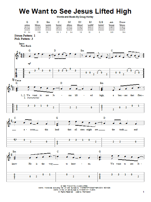 Noel Richards We Want To See Jesus Lifted High Sheet Music Notes & Chords for Easy Guitar - Download or Print PDF