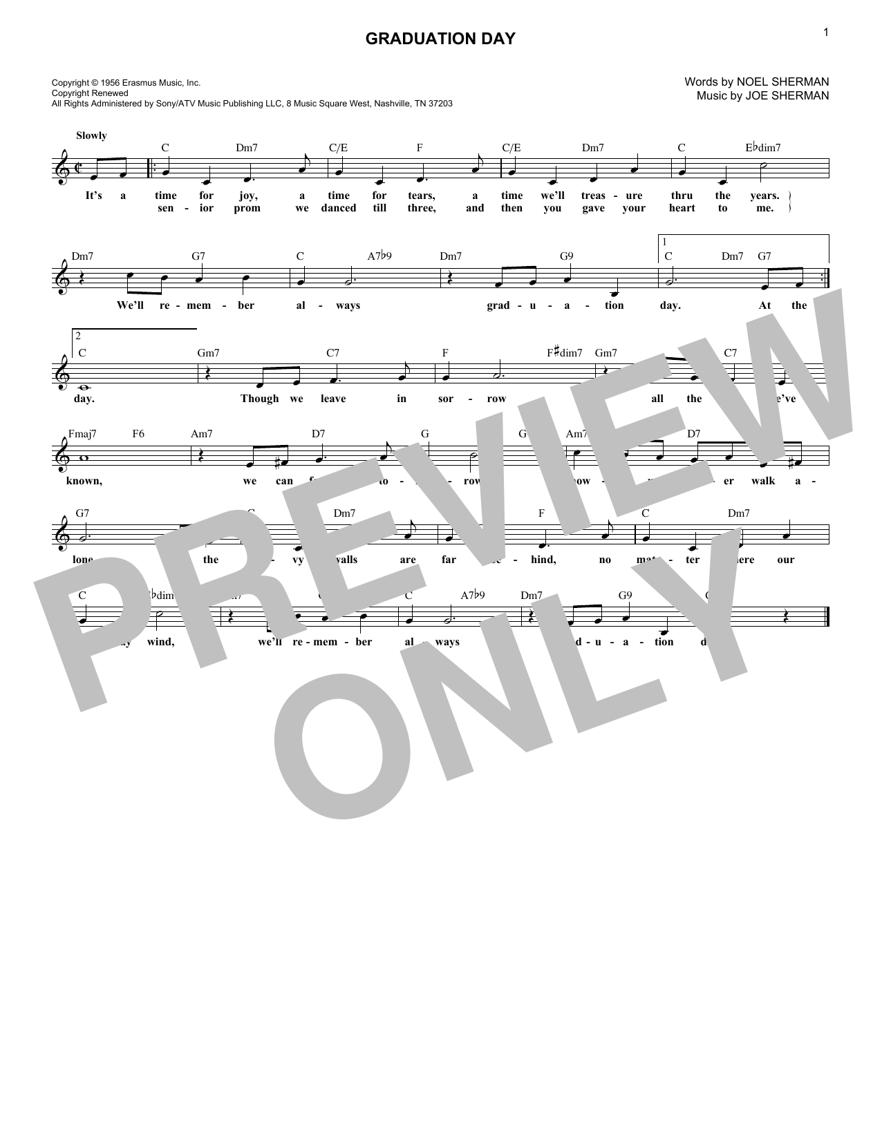 Noel Sherman Graduation Day Sheet Music Notes & Chords for Lead Sheet / Fake Book - Download or Print PDF
