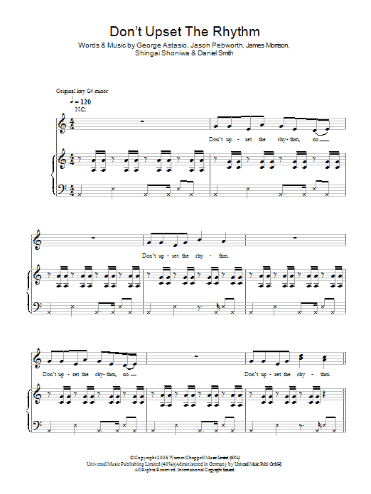 Noisettes Don't Upset The Rhythm Sheet Music Notes & Chords for Lyrics & Chords - Download or Print PDF