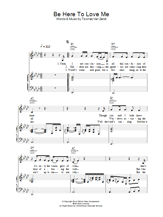 Norah Jones Be Here To Love Me Sheet Music Notes & Chords for Piano, Vocal & Guitar - Download or Print PDF