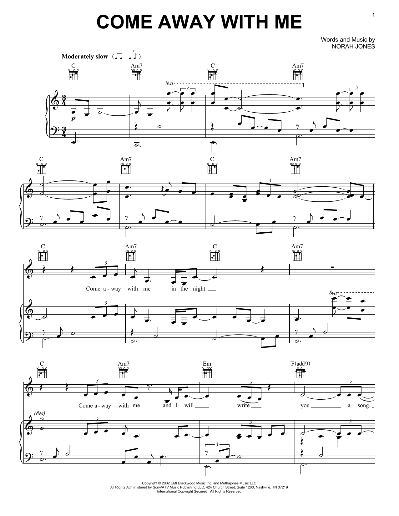Norah Jones Come Away With Me Sheet Music Notes & Chords for Clarinet Solo - Download or Print PDF