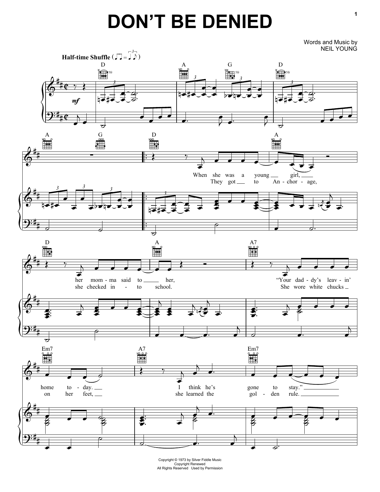 Norah Jones Don't Be Denied Sheet Music Notes & Chords for Piano, Vocal & Guitar (Right-Hand Melody) - Download or Print PDF