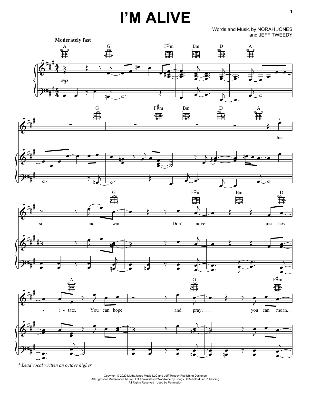 Norah Jones I'm Alive Sheet Music Notes & Chords for Easy Piano - Download or Print PDF