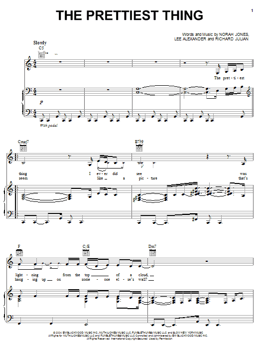 Norah Jones The Prettiest Thing Sheet Music Notes & Chords for Piano, Vocal & Guitar (Right-Hand Melody) - Download or Print PDF