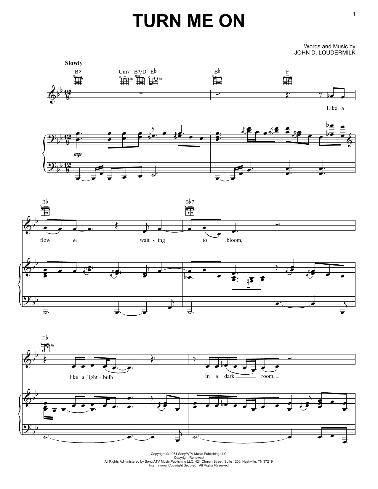 Norah Jones Turn Me On Sheet Music Notes & Chords for Piano, Vocal & Guitar (Right-Hand Melody) - Download or Print PDF
