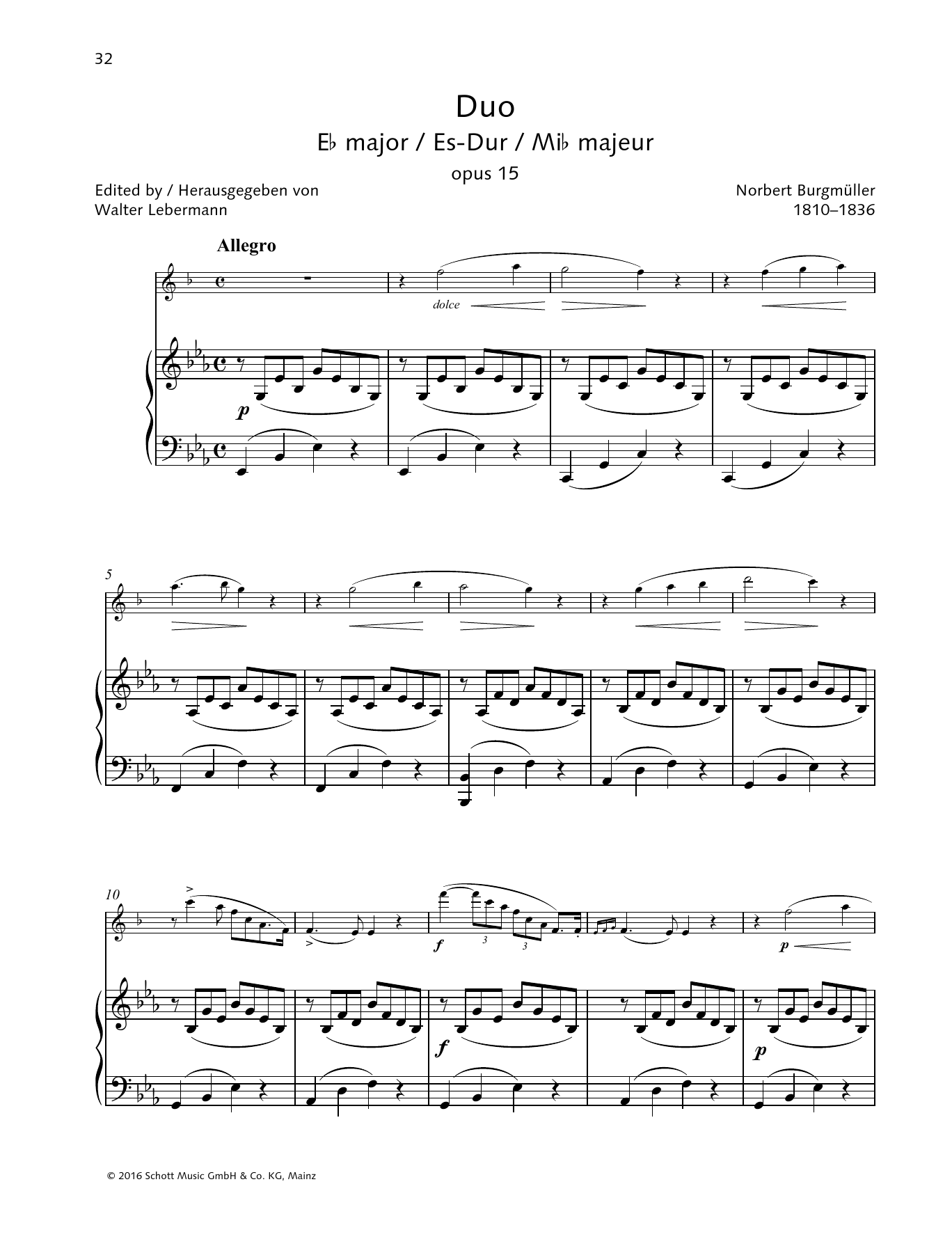 Norbert Burgmüller Duo E-flat major Sheet Music Notes & Chords for Woodwind Solo - Download or Print PDF