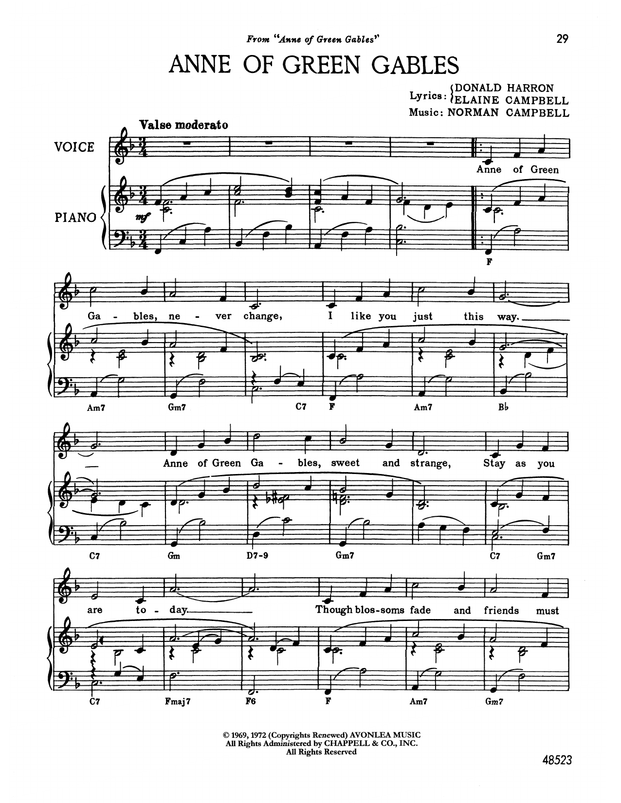 Norman Campbell Anne Of Green Gables (from Anne Of Green Gables) Sheet Music Notes & Chords for Piano & Vocal - Download or Print PDF