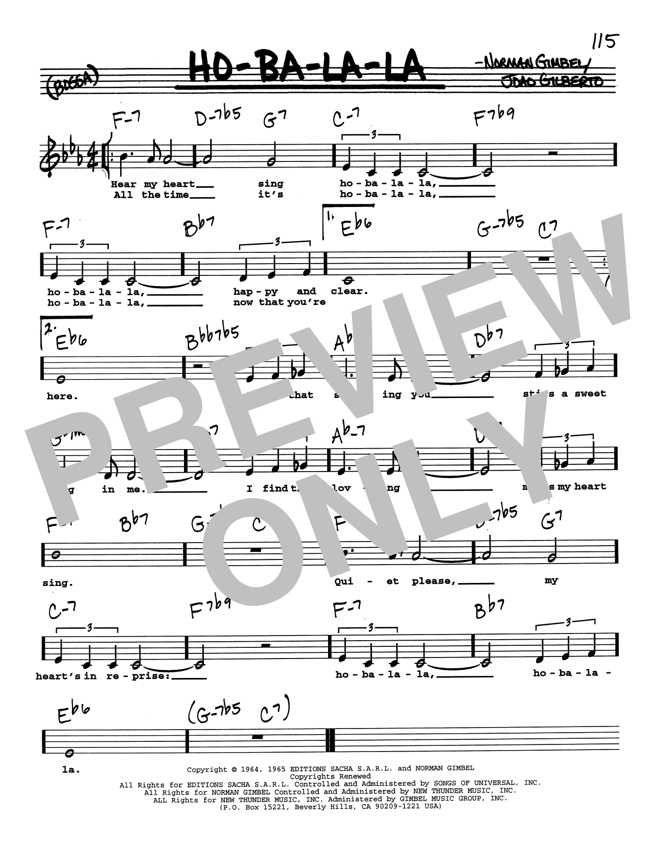 Norman Gimbel Ho-Ba-La-La (Low Voice) Sheet Music Notes & Chords for Real Book – Melody, Lyrics & Chords - Download or Print PDF