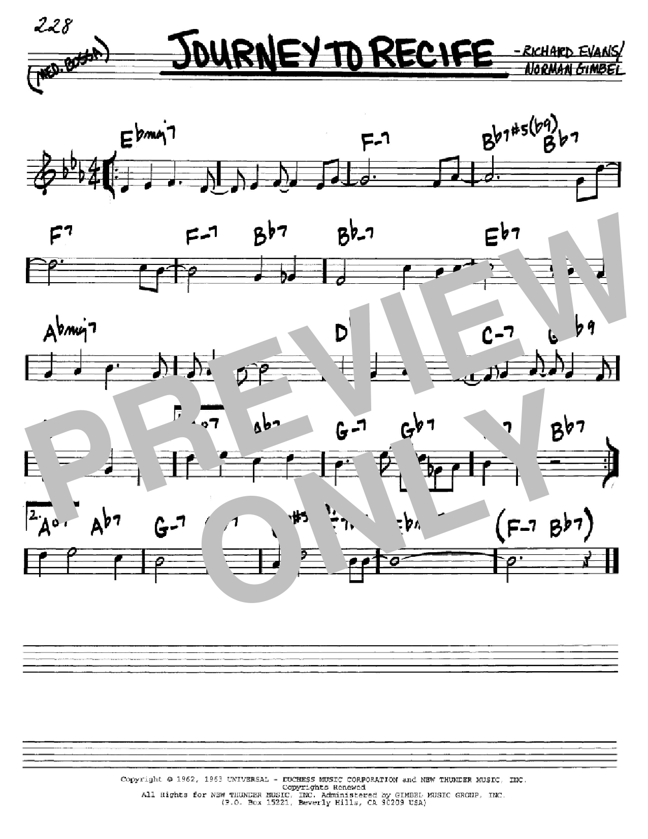 Norman Gimbel Journey To Recife Sheet Music Notes & Chords for Real Book - Melody & Chords - Eb Instruments - Download or Print PDF