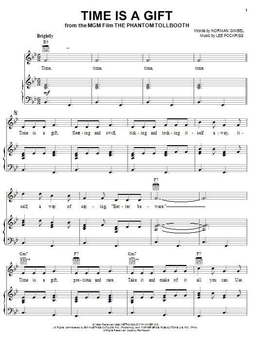 Norman Gimbel Time Is A Gift Sheet Music Notes & Chords for Piano, Vocal & Guitar (Right-Hand Melody) - Download or Print PDF