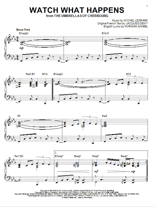 Norman Gimbel Watch What Happens [Jazz version] (arr. Brent Edstrom) Sheet Music Notes & Chords for Piano - Download or Print PDF