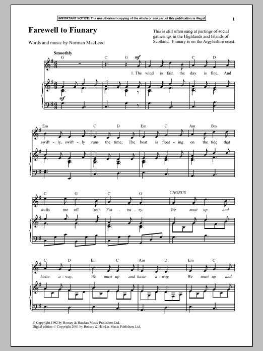 Norman Macleod Farewell To Fiunary Sheet Music Notes & Chords for Piano Solo - Download or Print PDF