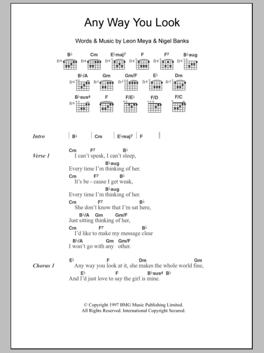 Northern Uproar Any Way You Look Sheet Music Notes & Chords for Lyrics & Chords - Download or Print PDF