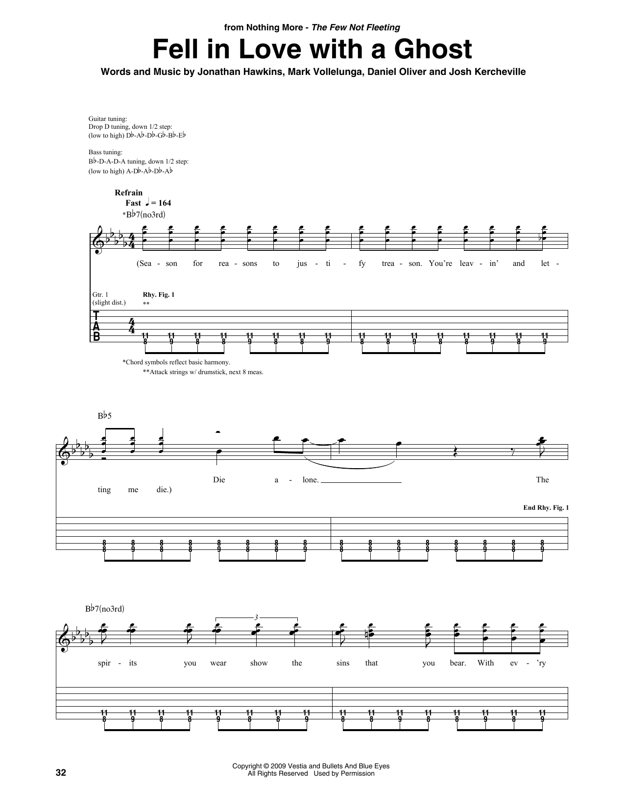 Nothing More Fell In Love With A Ghost Sheet Music Notes & Chords for Guitar Rhythm Tab - Download or Print PDF