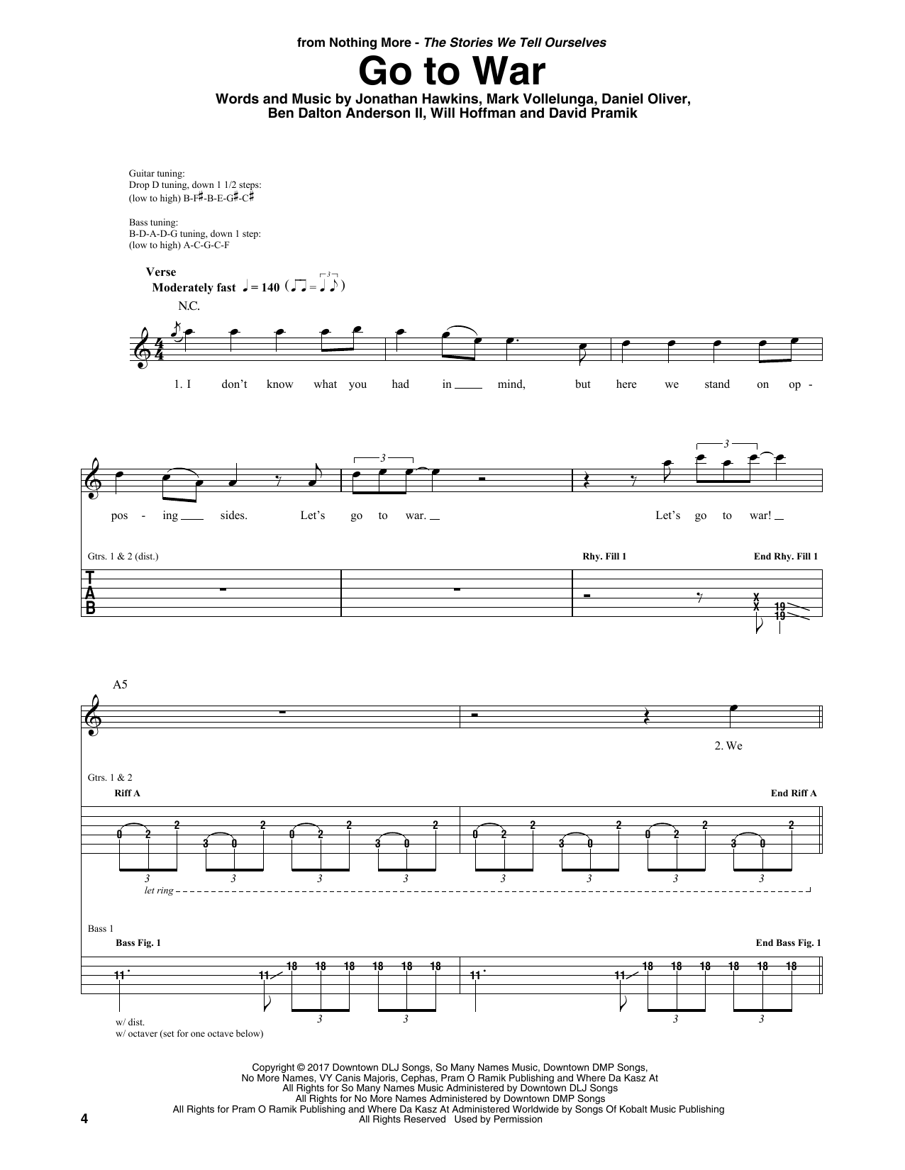 Nothing More Go To War Sheet Music Notes & Chords for Guitar Rhythm Tab - Download or Print PDF