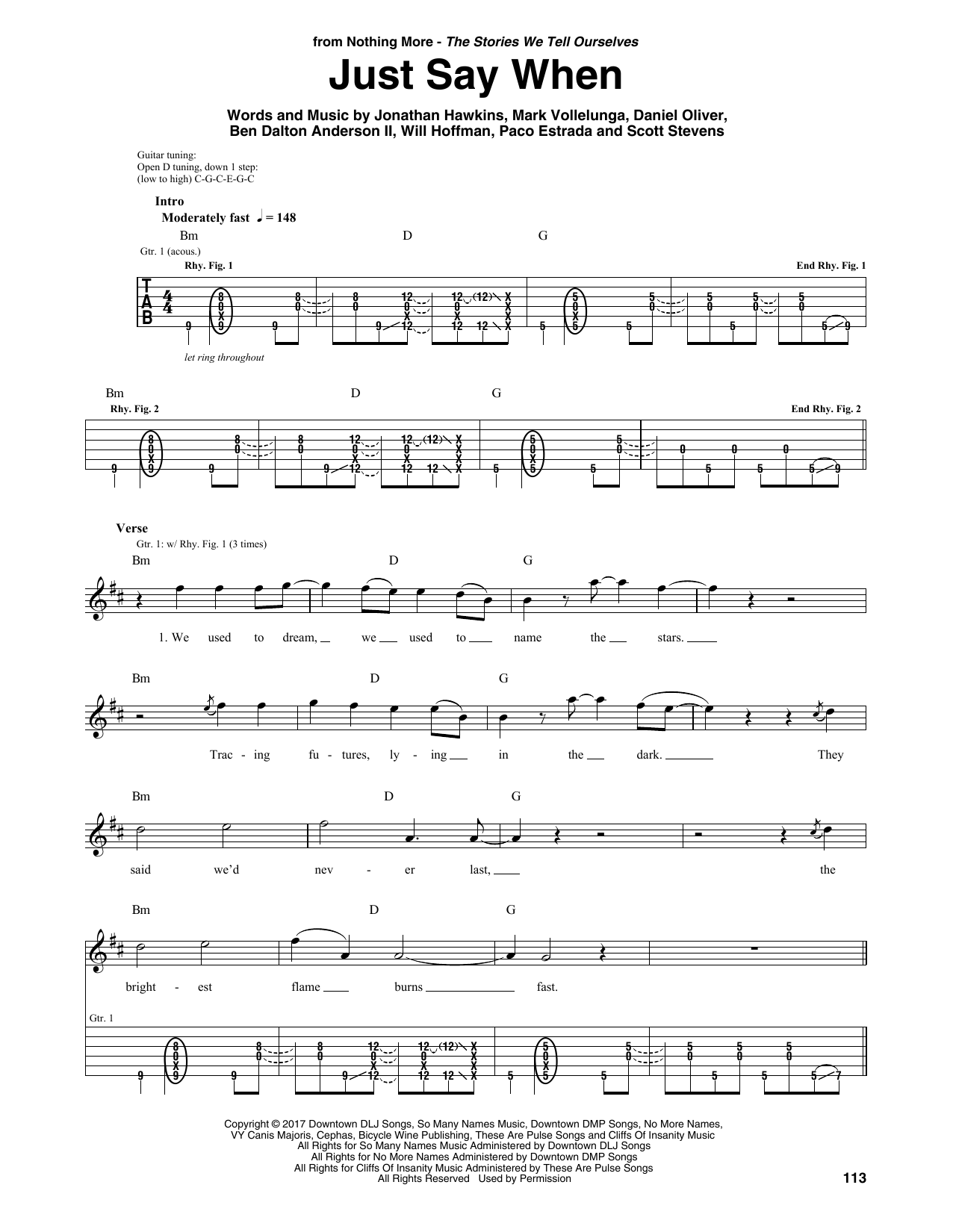 Nothing More Just Say When Sheet Music Notes & Chords for Guitar Rhythm Tab - Download or Print PDF