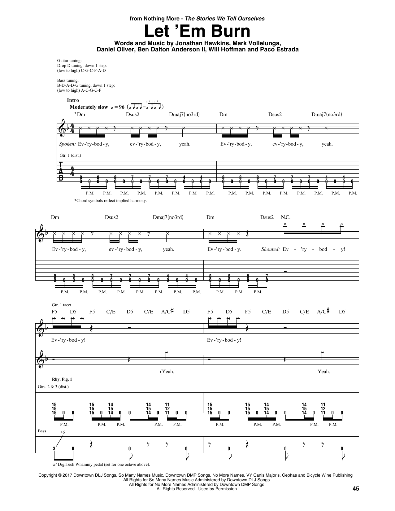 Nothing More Let 'Em Burn Sheet Music Notes & Chords for Guitar Rhythm Tab - Download or Print PDF