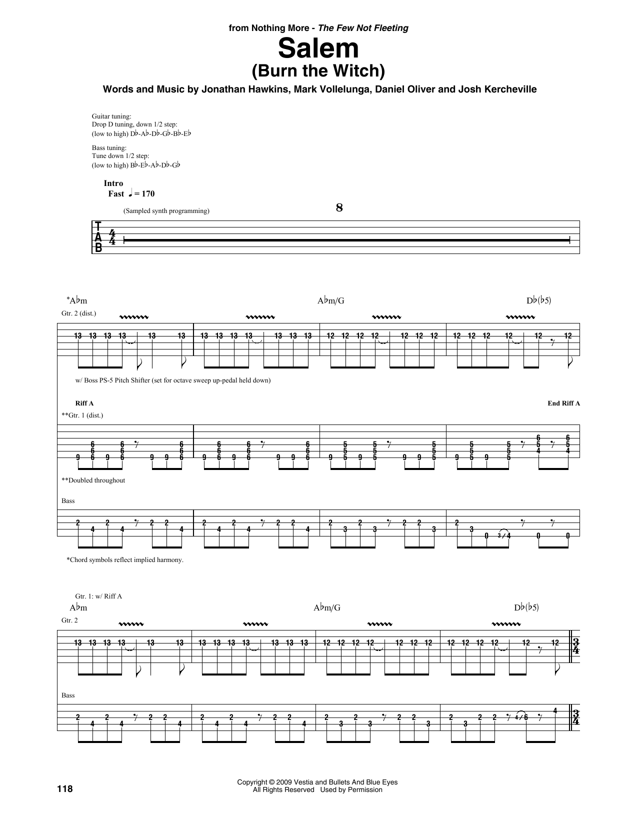Nothing More Salem (Burn The Witch) Sheet Music Notes & Chords for Guitar Rhythm Tab - Download or Print PDF